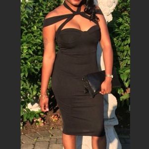 Black strappy midi dress